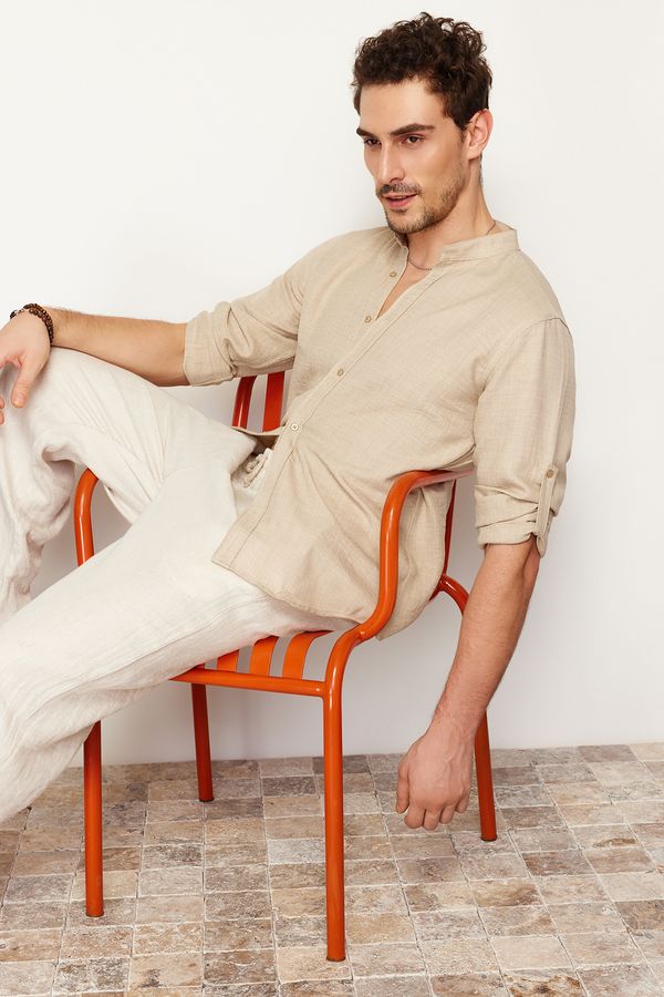 Trendyol Trendyol Stone Slim Fit Judge Collar Comfortable Shirt