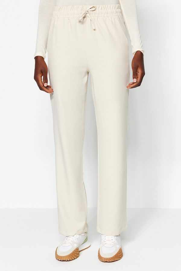 Trendyol Trendyol Stone Straight/Straight Cut Elastic Waist Woven Trousers