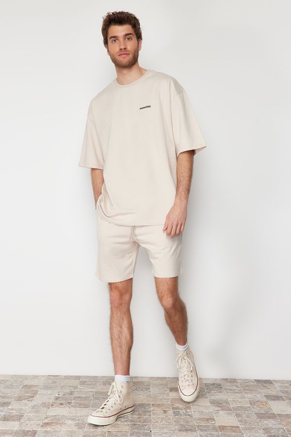 Trendyol Trendyol Stone Tracksuit Set Oversize Text Printed 100% Cotton