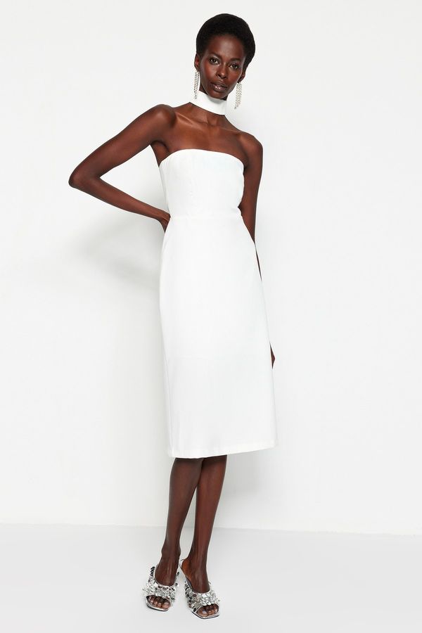 Trendyol Trendyol тъкани сватба вечерна рокля с екрю подплата