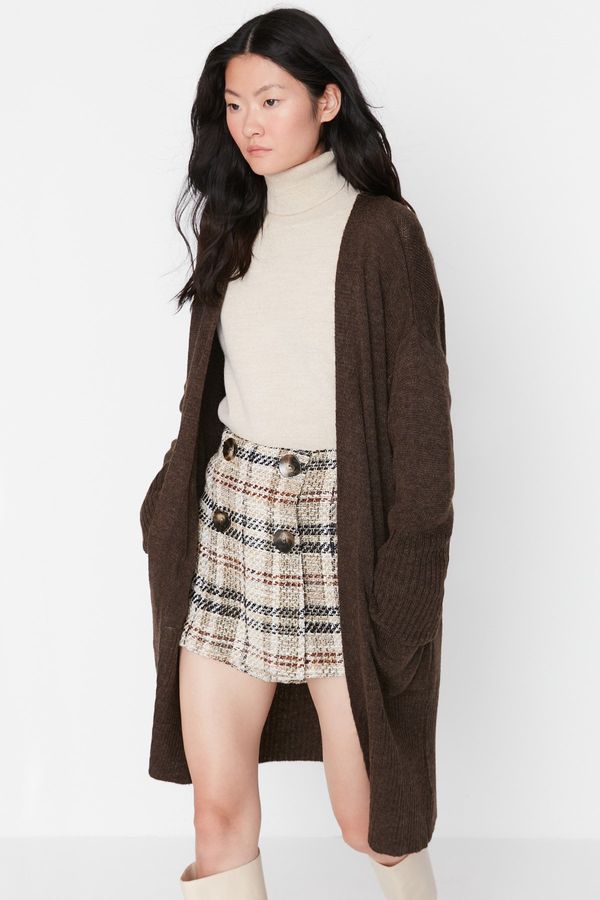 Trendyol Trendyol тъмно кафява вълна джоб подробни трикотаж жилетка