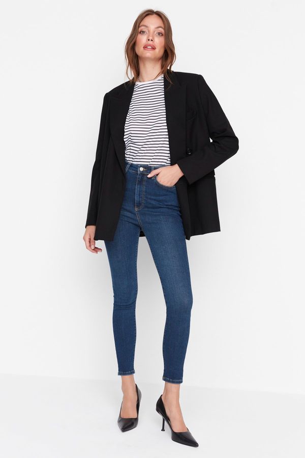 Trendyol Trendyol тъмно синьо оформяне ефект висока талия кльощава дънки