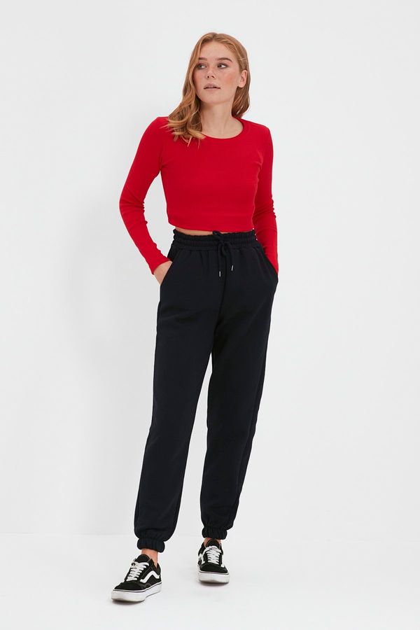 Trendyol Trendyol тъмносин дебел руно вътре основни трикотажни Sweatpants