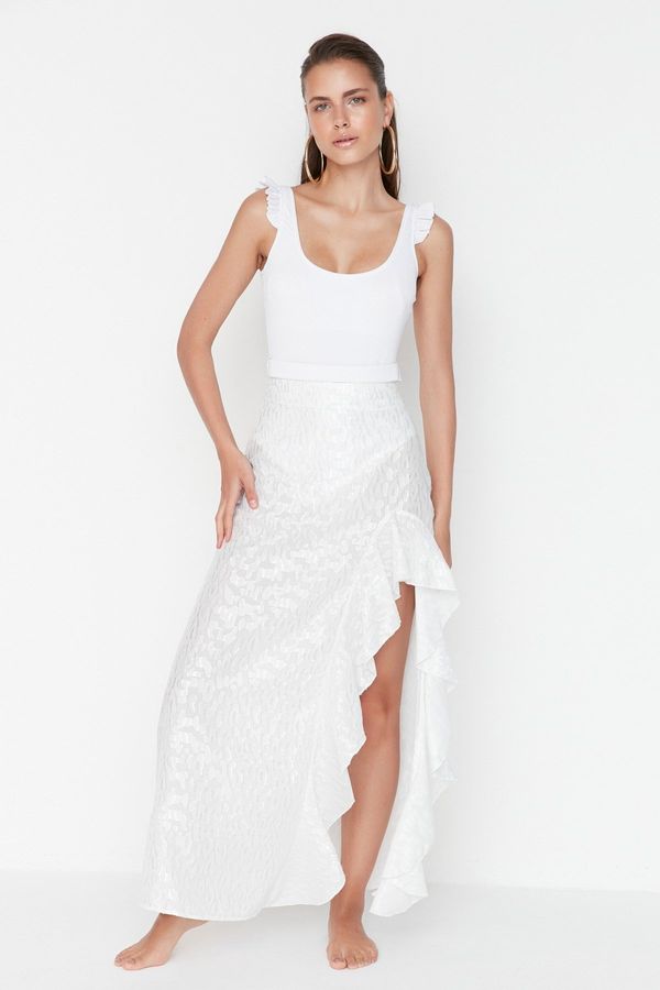 Trendyol Trendyol Viscose Ecru Ruffle Beach Skirt