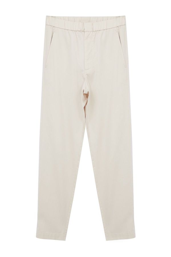 Trendyol Trendyol White Elastic Waist Gabardine Woven Trousers