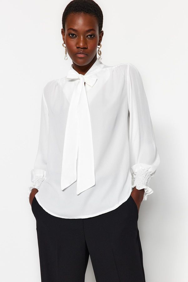 Trendyol Trendyol White Tie Detailed Woven Blouse