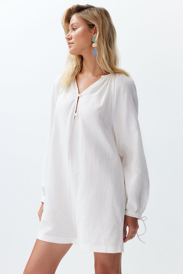 Trendyol Trendyol White Woven Muslin 100% Cotton Jumpsuit