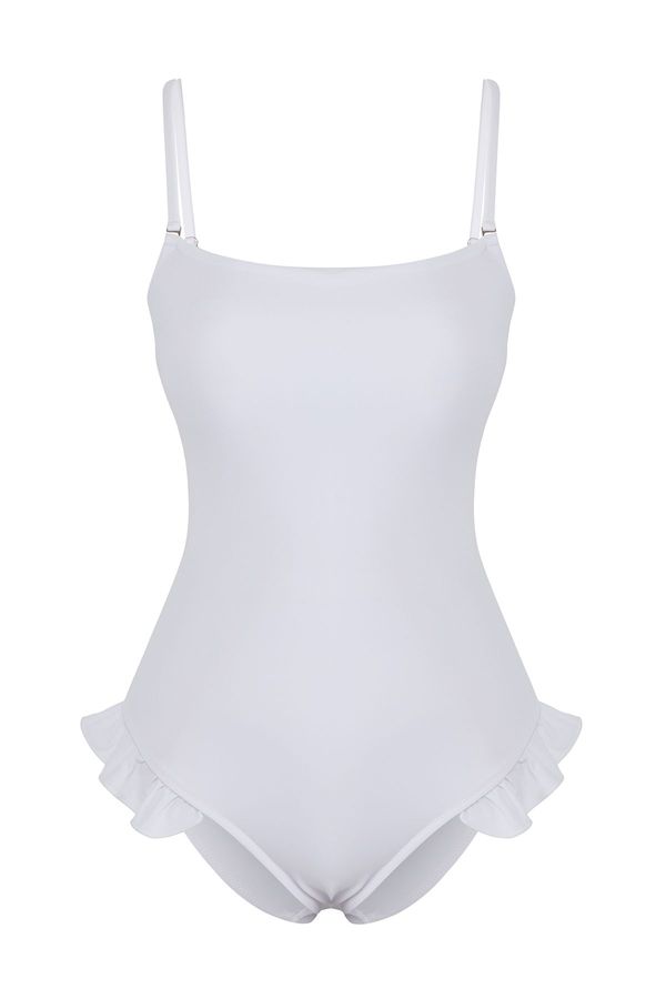 Trendyol Trendyol White*001 Plain Round Strap Swimsuit