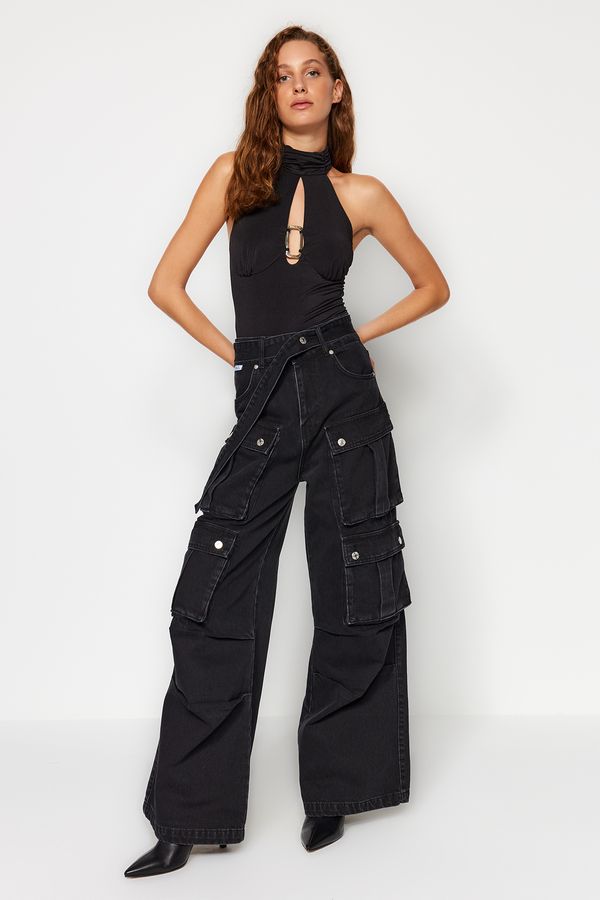 Trendyol Trendyol X Sagaza Studio Антрацитни карго джобни дънки