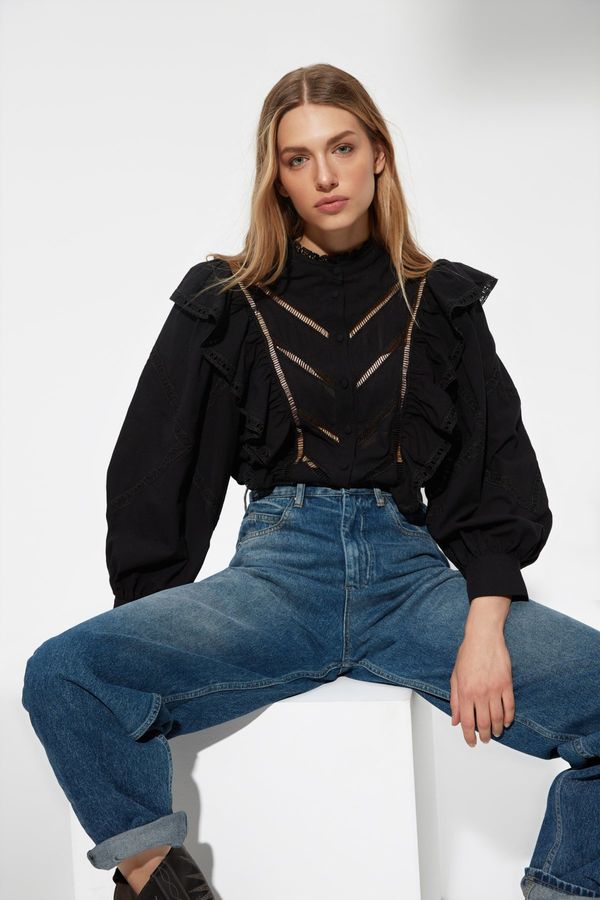 Trendyol Trendyol X Sagaza Studio Black Accessory Shirt