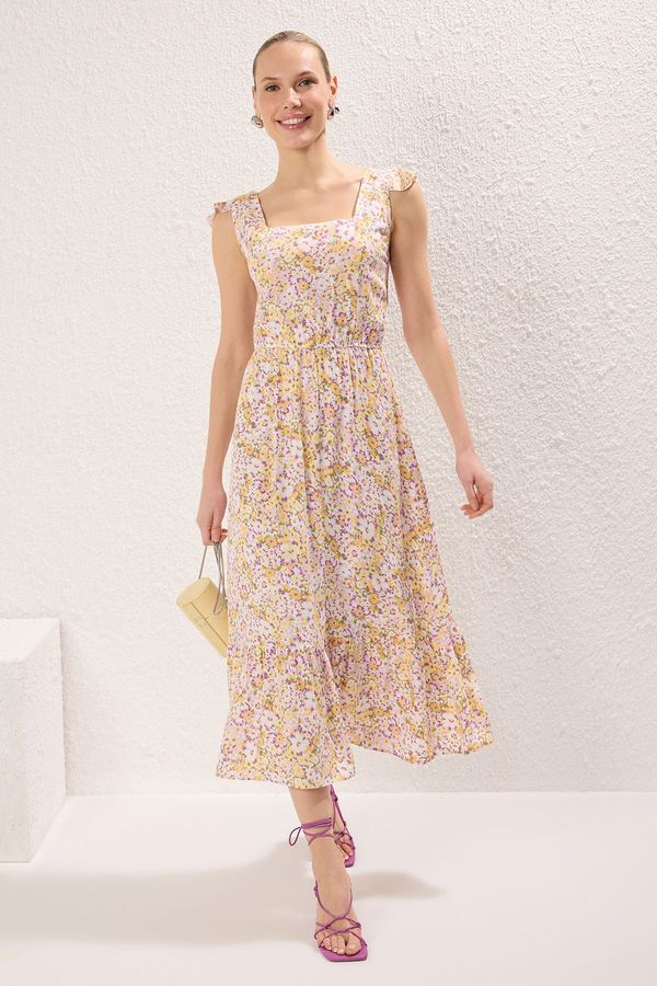 Trendyol Trendyol Yellow Floral Ruffle Midi Woven Dress