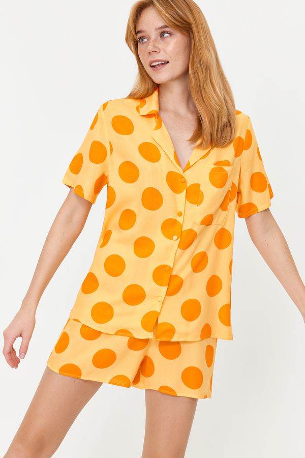 Trendyol Trendyol Yellow Multicolored Polka Dot Viscose Woven Pajama Set