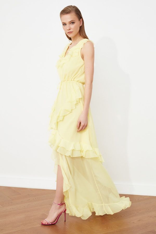 Trendyol Trendyol Yellow Ruffle Evening Dress