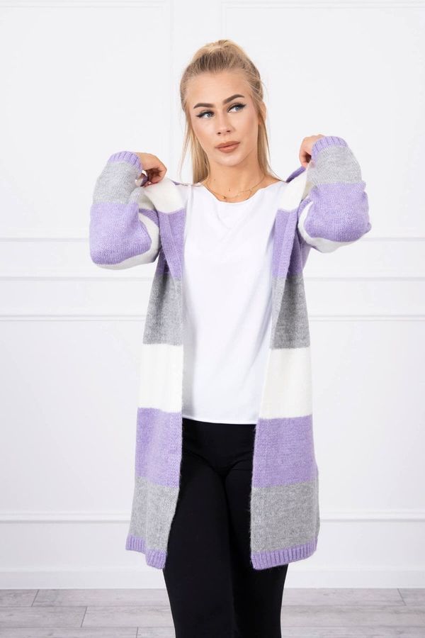 marka niezdefiniowana Tricolor striped sweater ecru+purple+gray