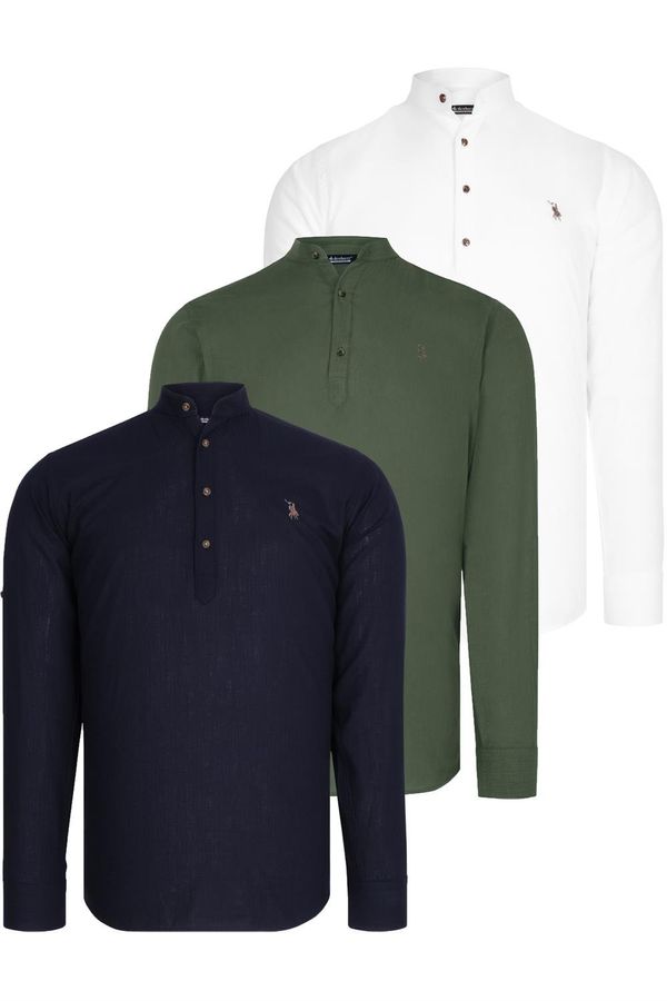 dewberry TRIPLE SET G783 DEWBERRY JUDGE COLLAR SHIRT-NAVY-WHITE-KHAKI
