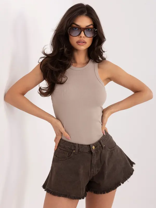 Sublevel Тъмно бежов памучен топ