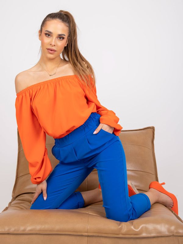 Fashionhunters Тъмно син класически дамски панталон Саманта