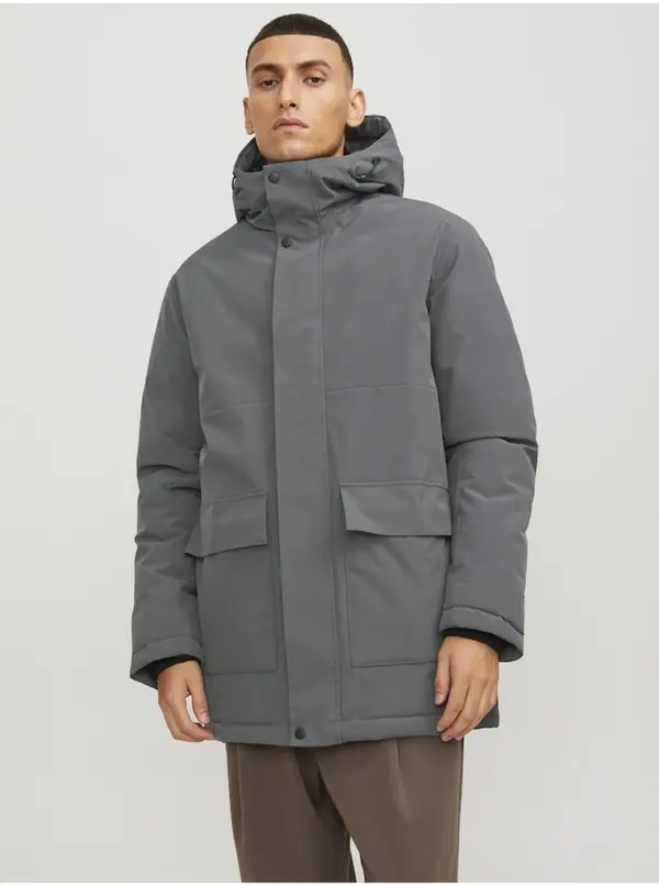 Jack & Jones Тъмно сив мъжки зимен парка Jack & Jones Tate - мъжки