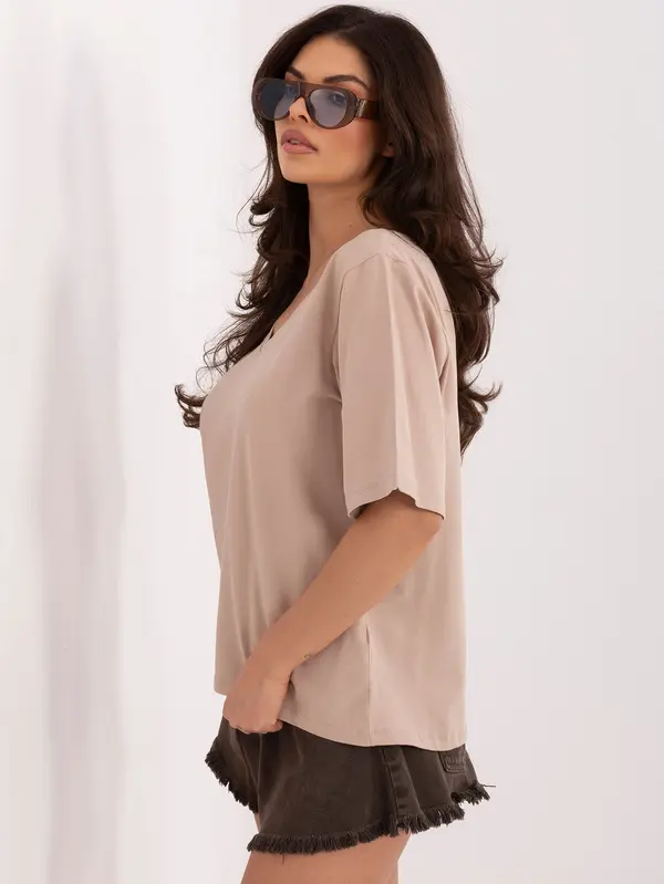 RUE PARIS Тъмнобежова асиметрична тениска