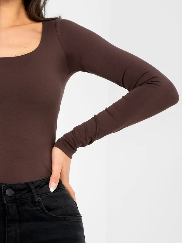 RUE PARIS Тъмнокафяв дамски дълъг ръкав