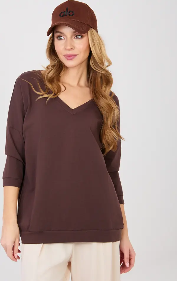 RUE PARIS Тъмнокафява блуза с открит гръб