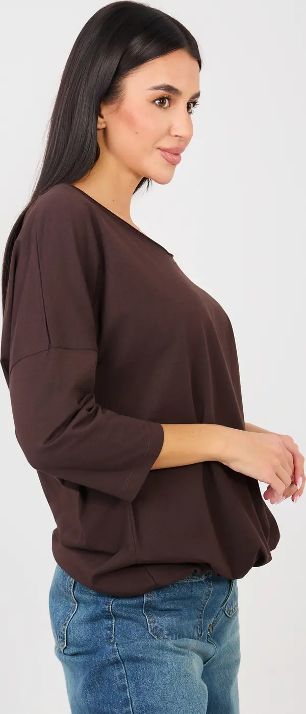 RUE PARIS Тъмнокафява блуза със свободна кройка