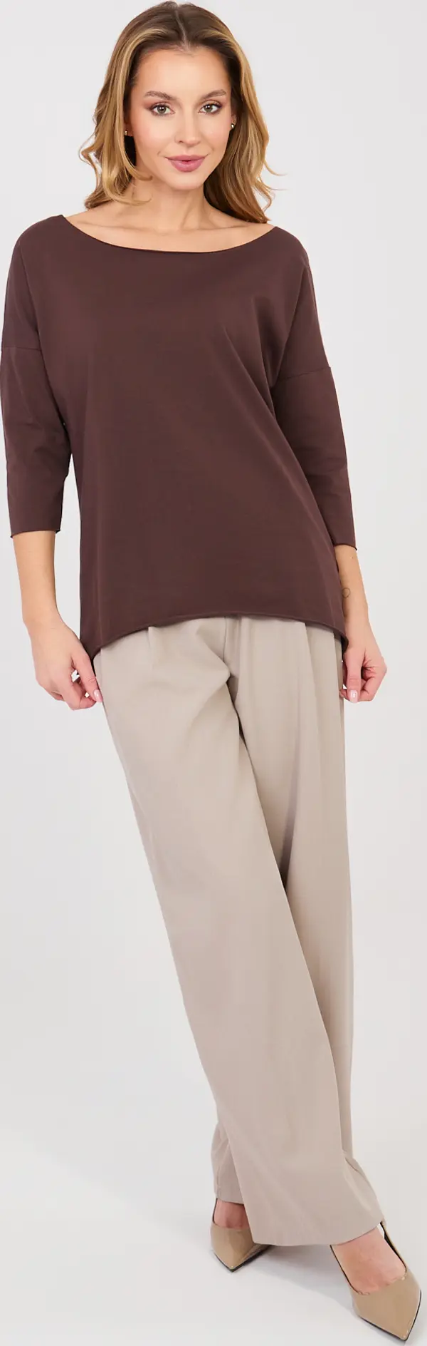 RUE PARIS Тъмнокафява дамска блуза RUE PARIS