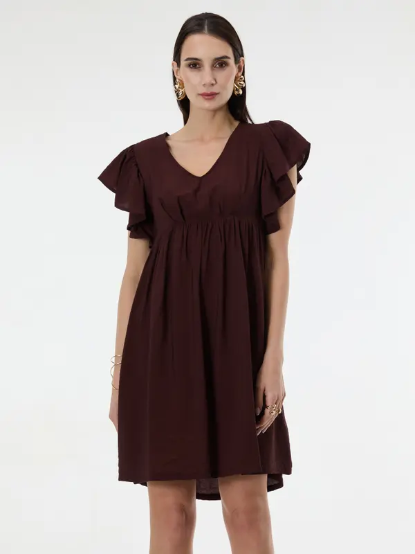 Orsay Тъмнокафява дамска рокля до коляното ORSAY