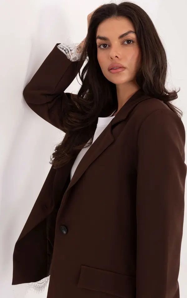 Italy Moda Тъмнокафяво дамско сако