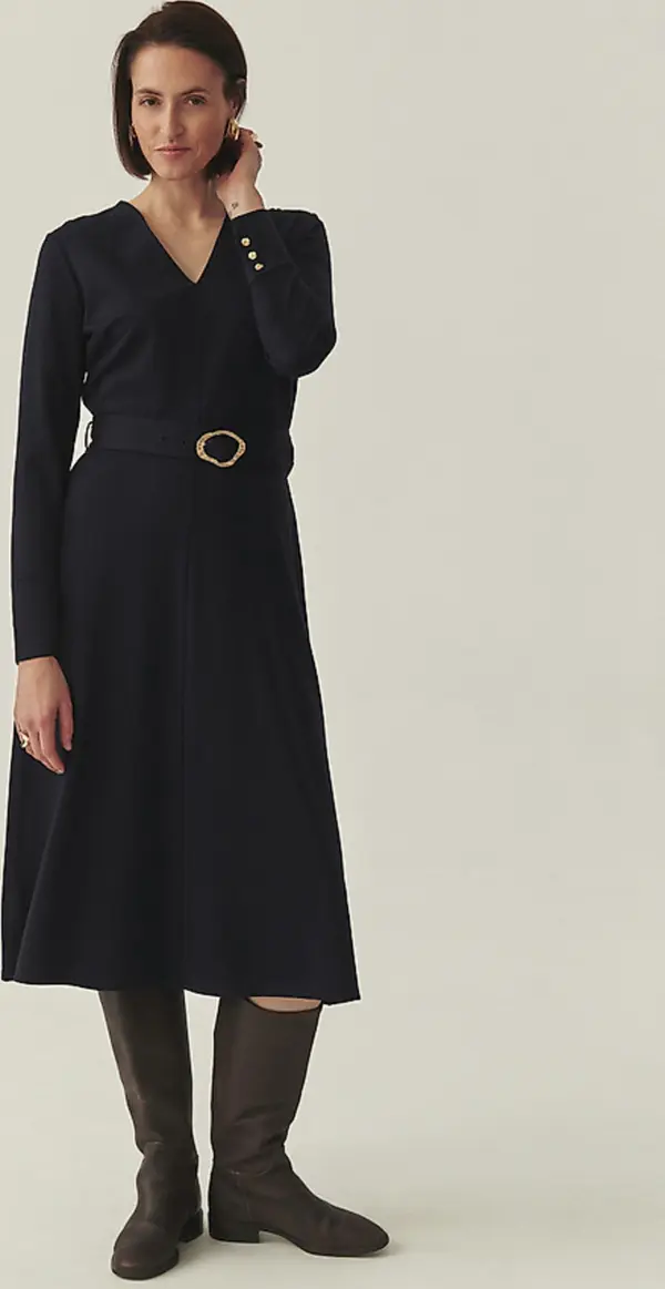 Tatuum Тъмносина миди рокля с колан Bomi Tatuum