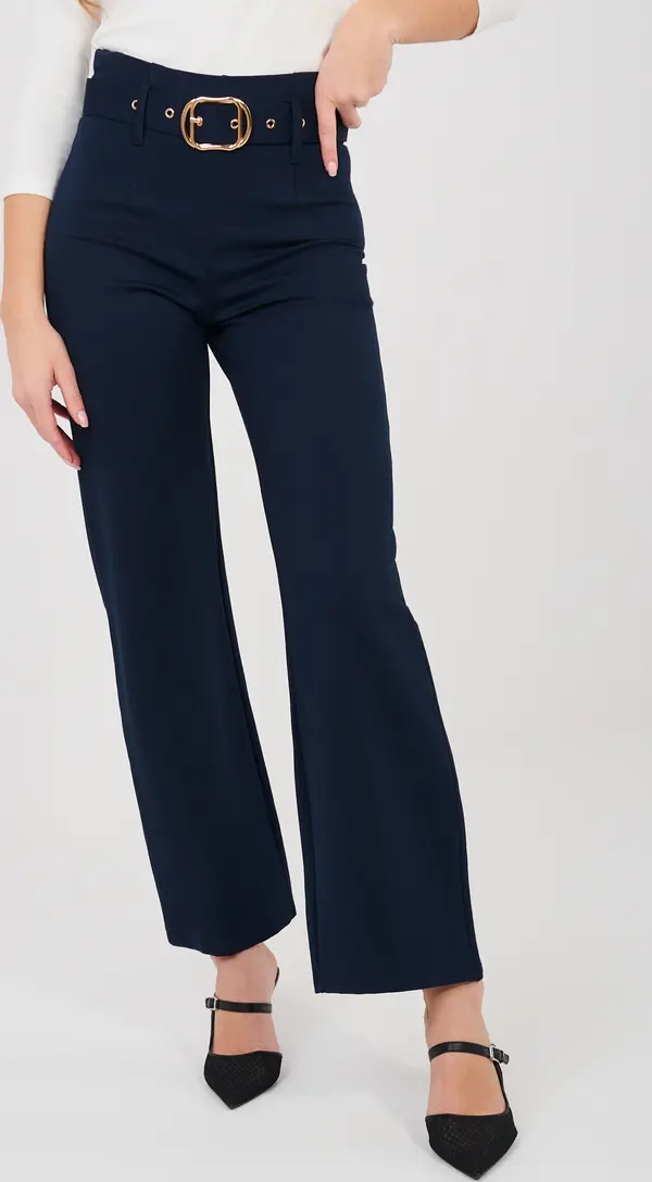 RUE PARIS Тъмносини бизнес панталони с колан