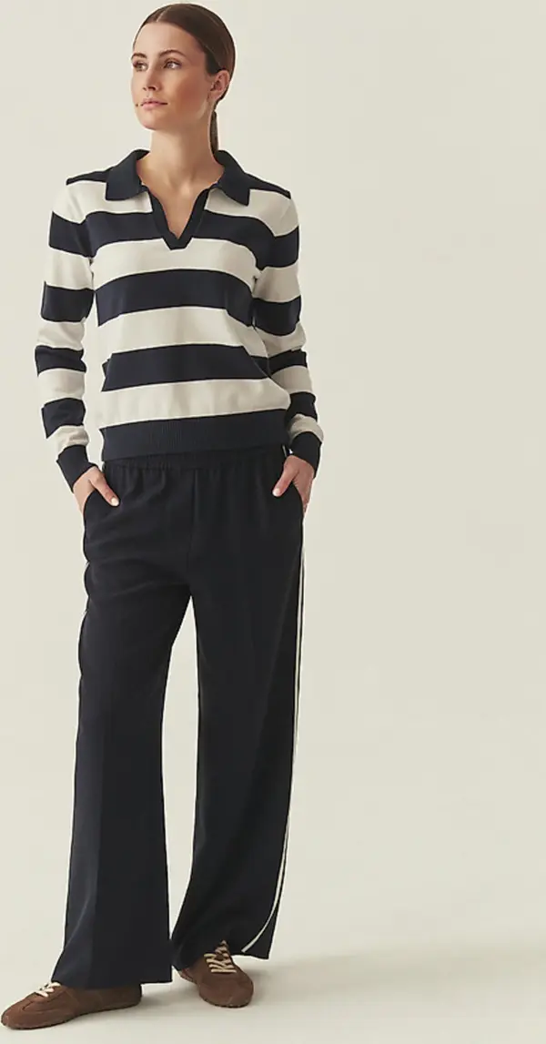 Tatuum Тъмносини широки панталони с райета