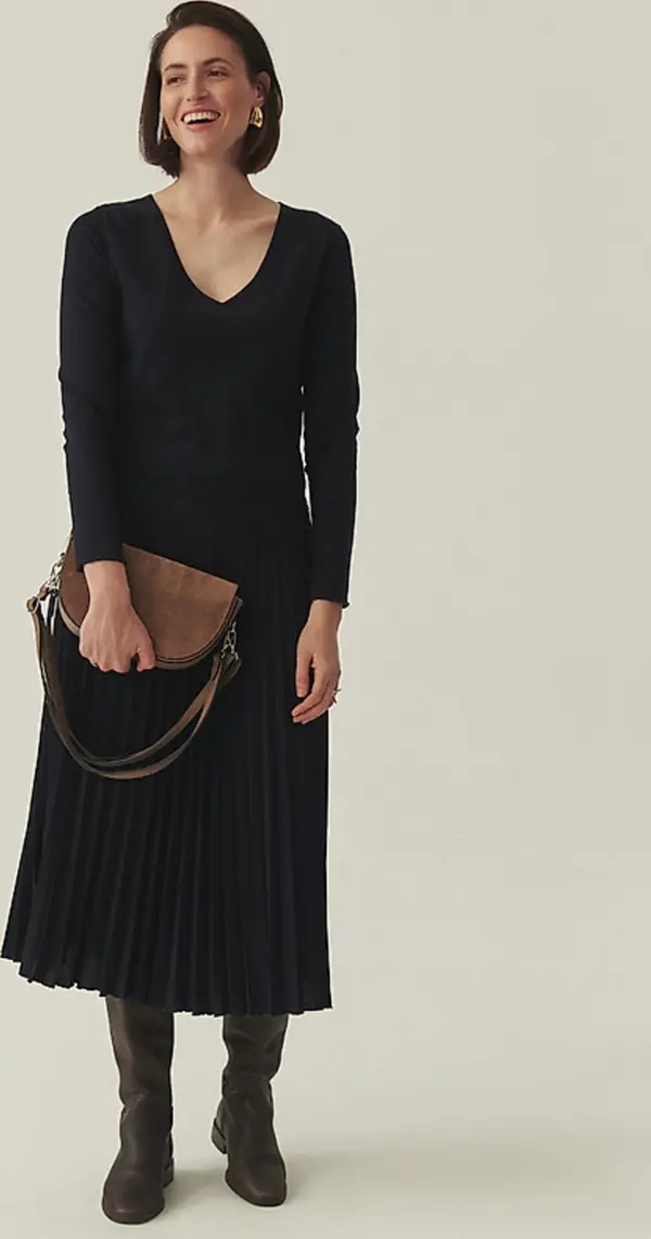 Tatuum Тъмносиня плисирана миди рокля Tatuum