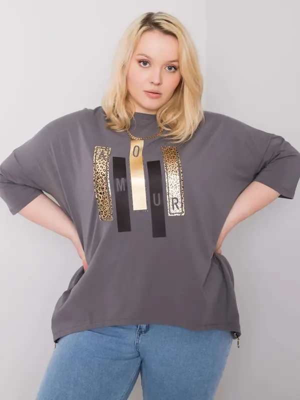 RELEVANCE Тъмносива дамска блуза с щампа
