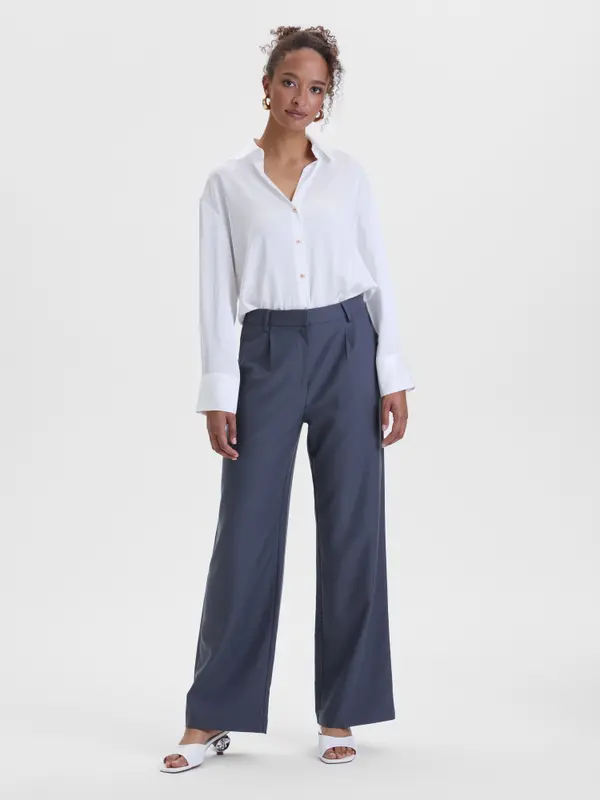 Orsay Тъмносиви дамски панталони с широки крачоли