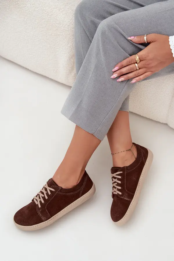 Zazoo Тъмпки тип босоног от естествен велур Zazoo 314 шоколадови