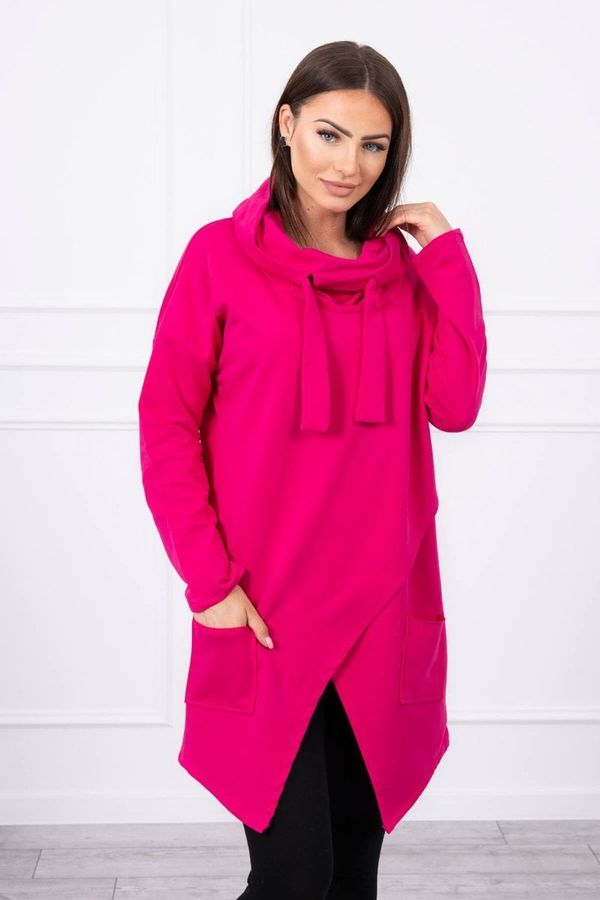 marka niezdefiniowana Tunic with a clutch in front dark Oversize fuchsia