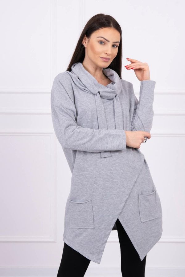 marka niezdefiniowana Tunic with a clutch on the front Oversize gray