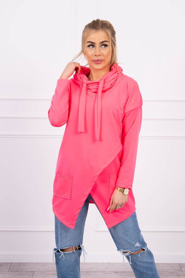 marka niezdefiniowana Tunic with clutch front Oversize pink neon