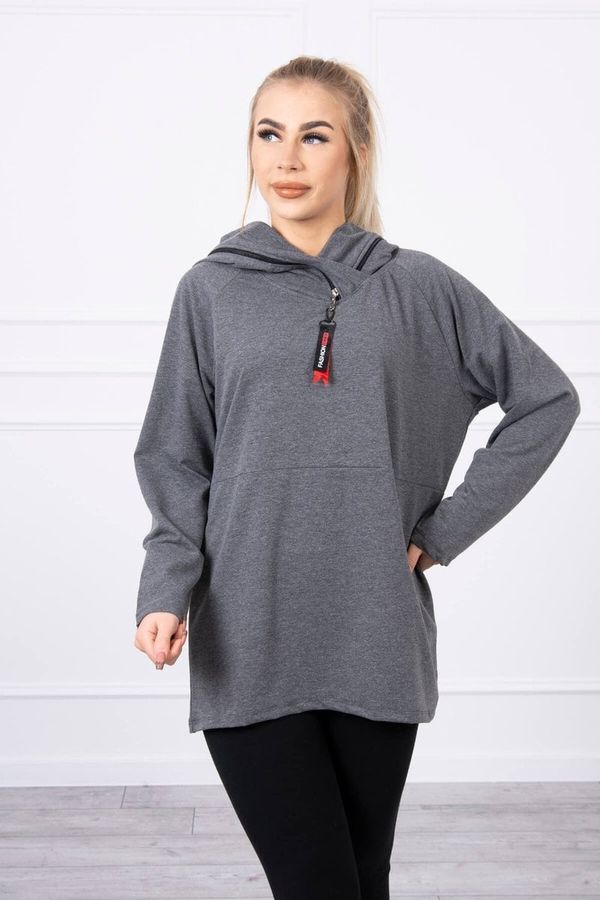 marka niezdefiniowana Tunic with zipper on hood Oversize graphite