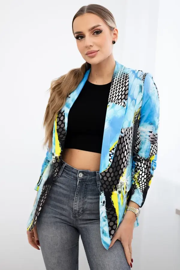Turecki Turecki Cotton jacket with a colorful print blue