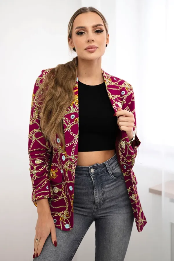 Turecki Turecki Cotton jacket with a colorful print dark purple