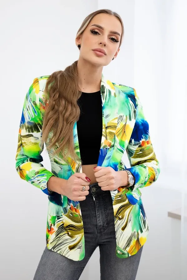 Turecki Turecki Cotton jacket with a colorful print green