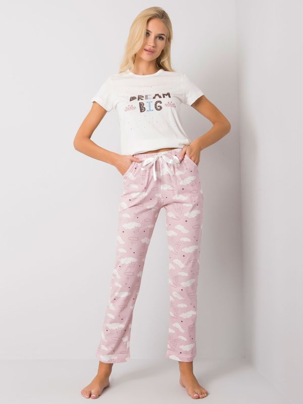 Fashionhunters Two-piece white pajamas with print