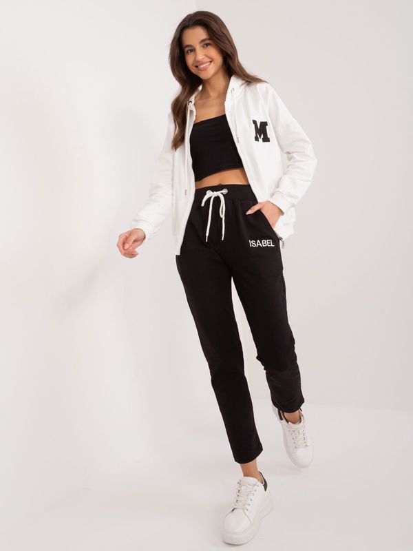 Fashionhunters Two-piece women's set Ecru-black with patch