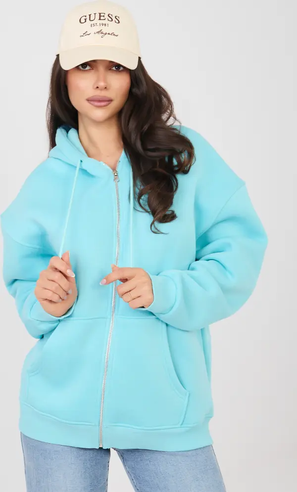 Calimera Тюркоазен суичър с цип и голям размер