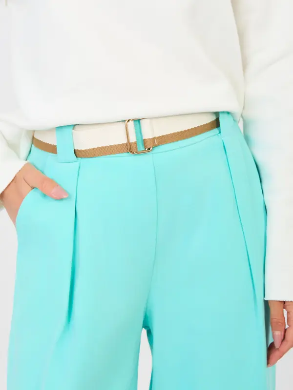 RUE PARIS Тюркоазени панталони с висока талия