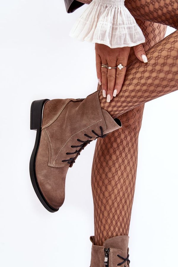 LEMAR Удобни велурени ботуши светлокафяви Lemar Revin