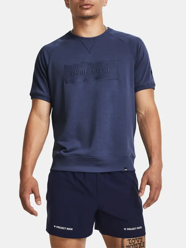 Under Armour Under Armour Pjt Rock Terry Gym Top Dark Blue Men's Short Sleeve Sports Sweatshirt