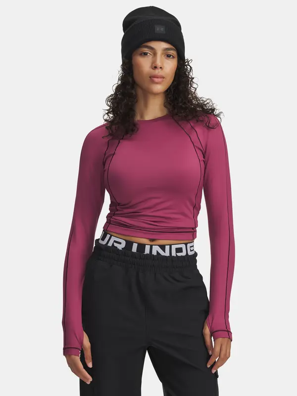 Under Armour Under Armour UA ColdGear Textured Crew-RED Women's T-Shirt - Women's